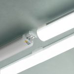 Edge L E D slim linear fixture disconnected and connected showing no dark spots between fixtures.