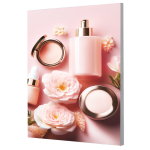 pink roses and pin perfume bottles pictured in backlit silicone edge graphic S E G