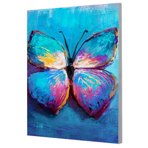 colorful butterfly painting backlit with L E Ds